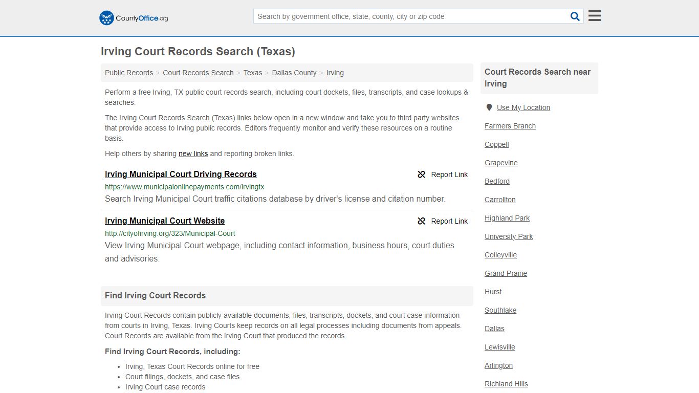 Irving Court Records Search (Texas) - County Office
