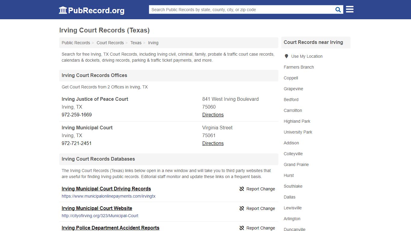 Free Irving Court Records (Texas Court Records) - pubrecord.org